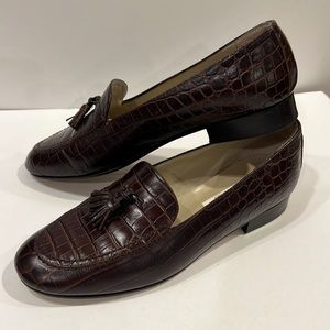 Talbots Vero Cuoio Womens Leather Tassel Loafers . Made in Italy